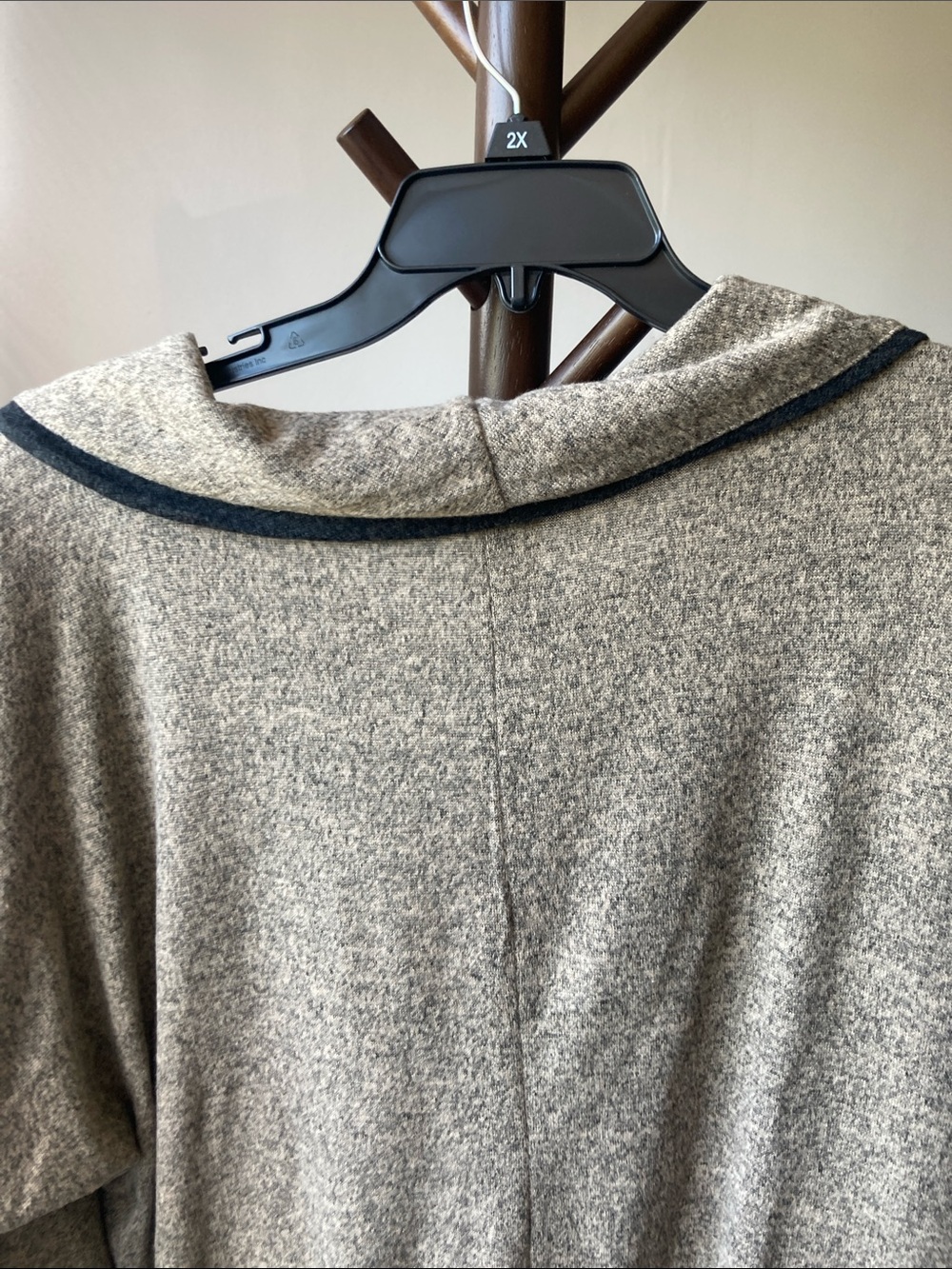 NY Collection heathers tan gray top 2X casual business casual office neutral - Picture 8 of 17